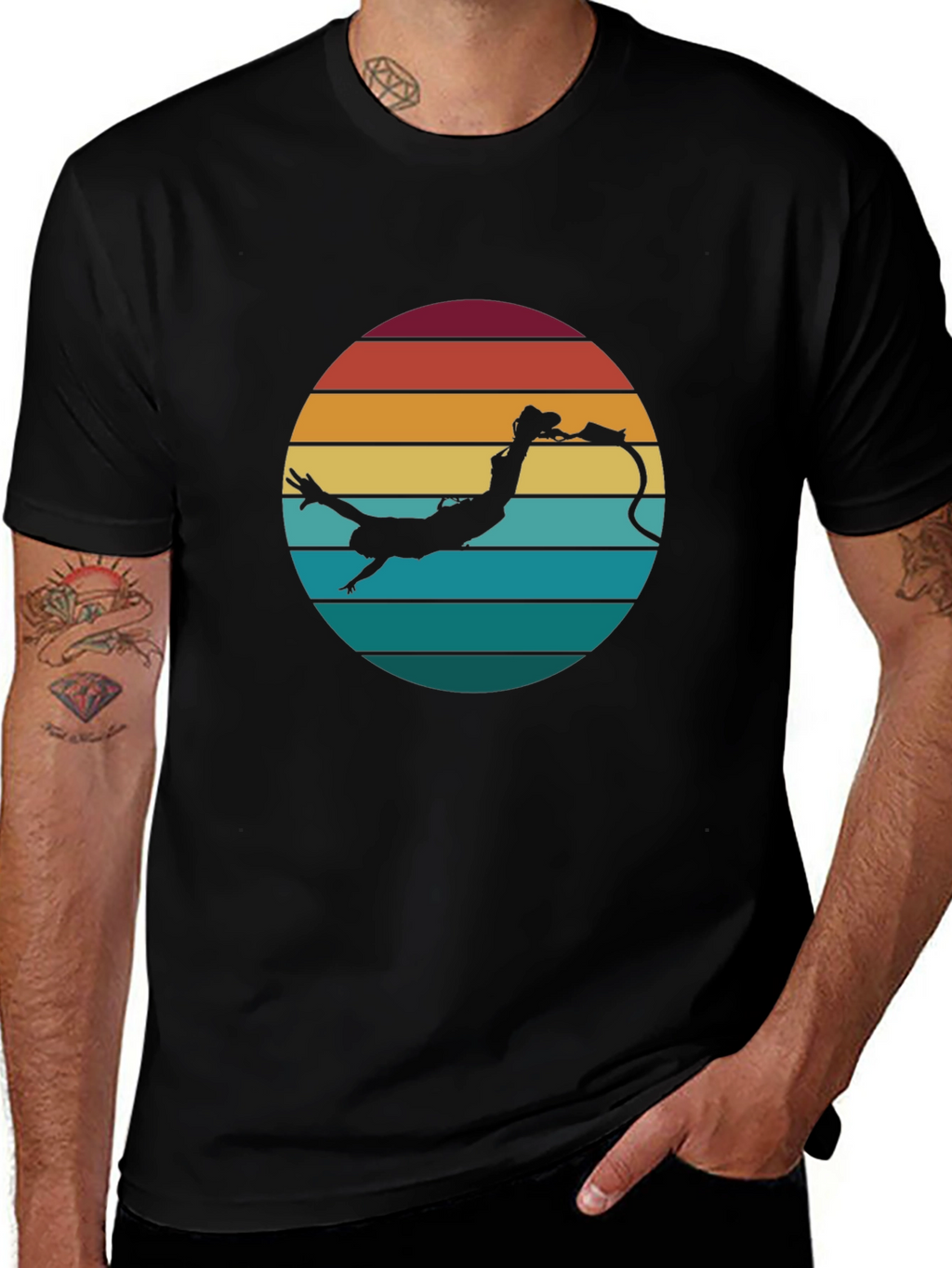 Retro Bungee Jumper T-Shirt - Black