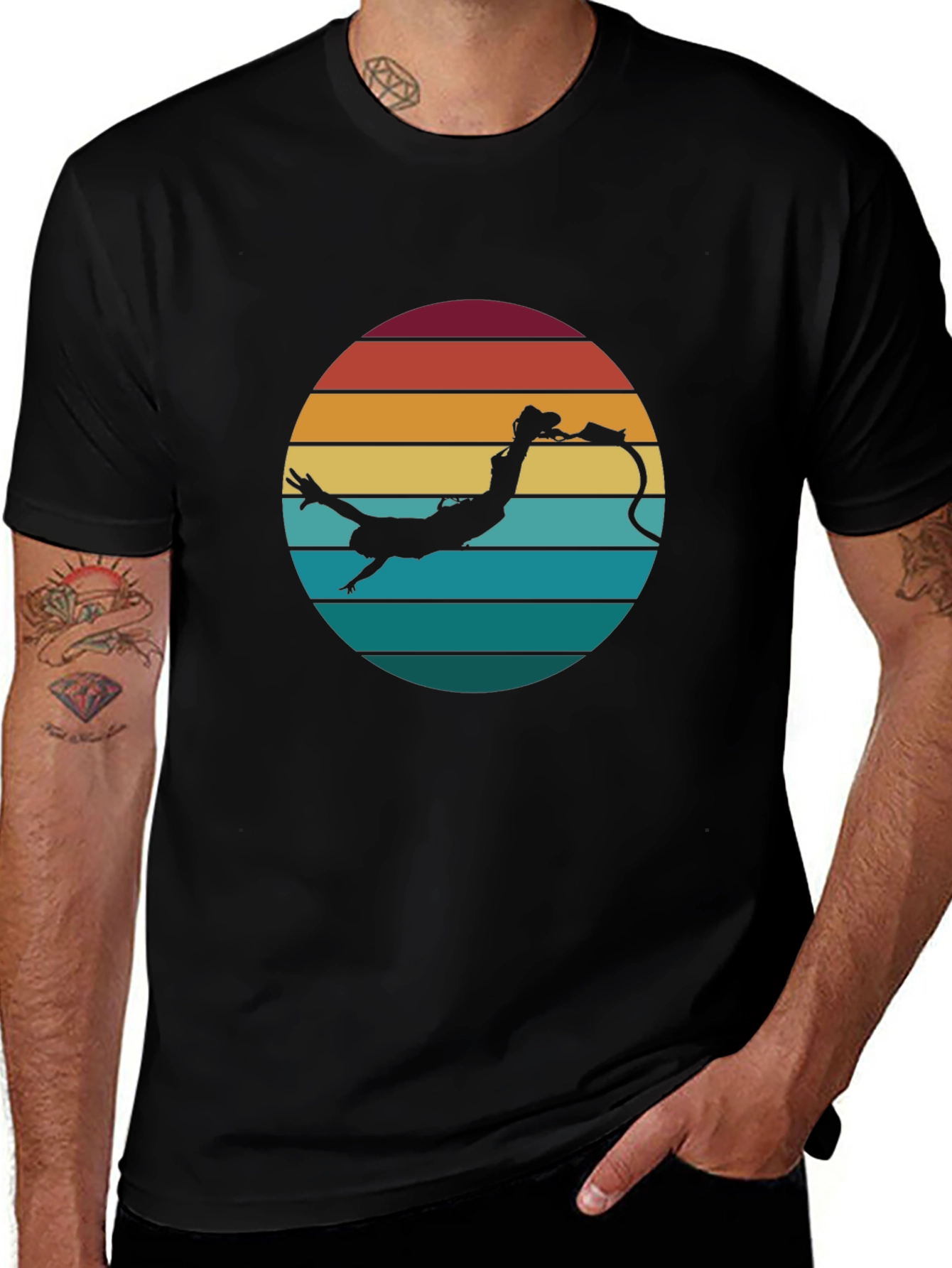 Retro Bungee Jumper T-Shirt - Black