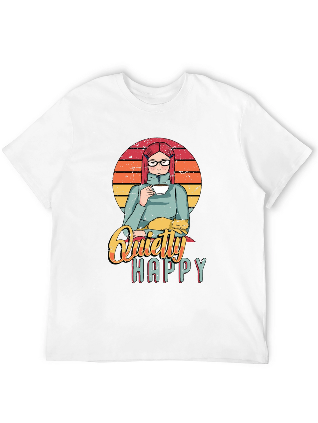 Quietly Happy Graphic T-Shirt - Coffee Lover Design