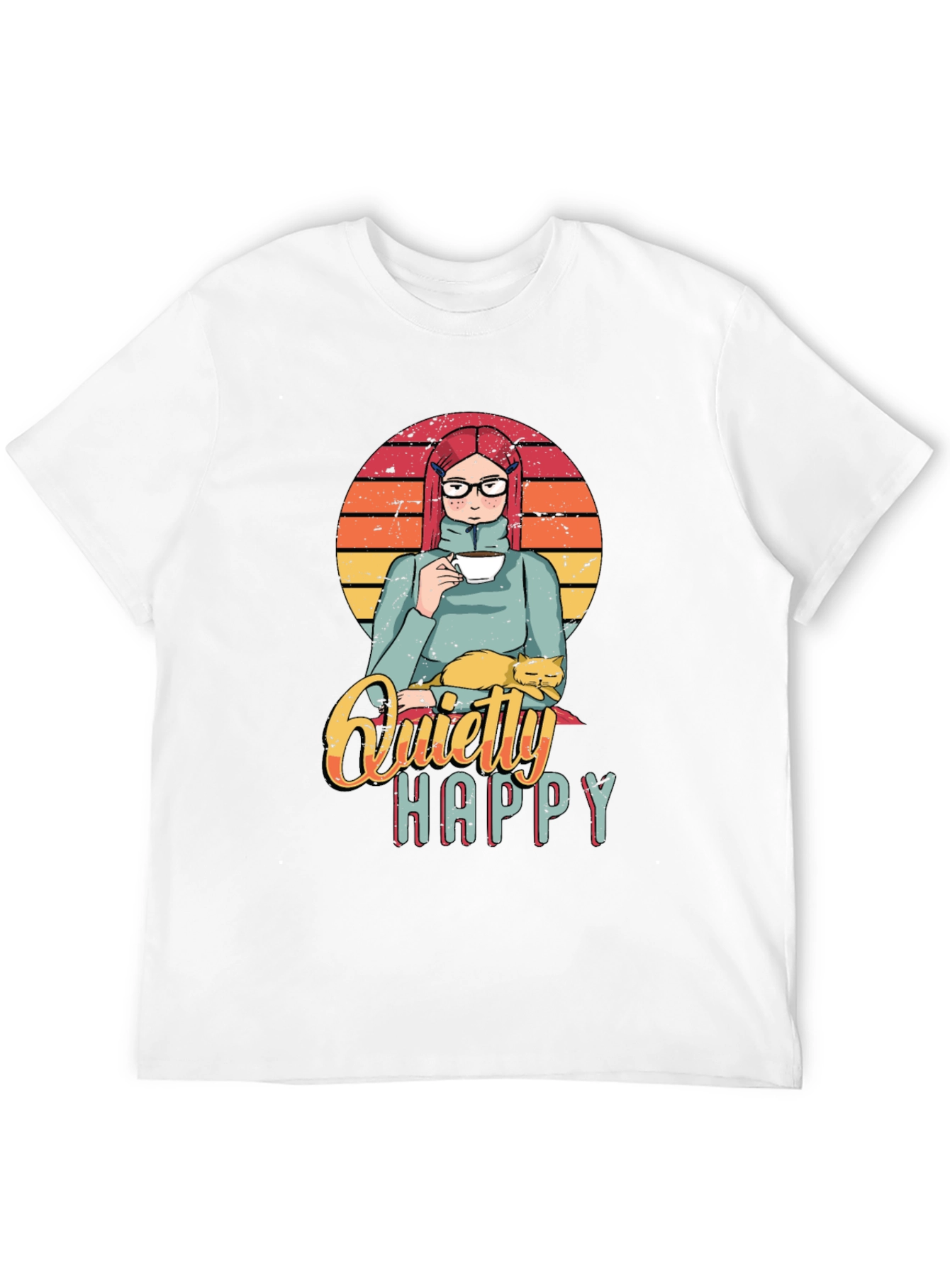 Quietly Happy Graphic T-Shirt - Coffee Lover Design