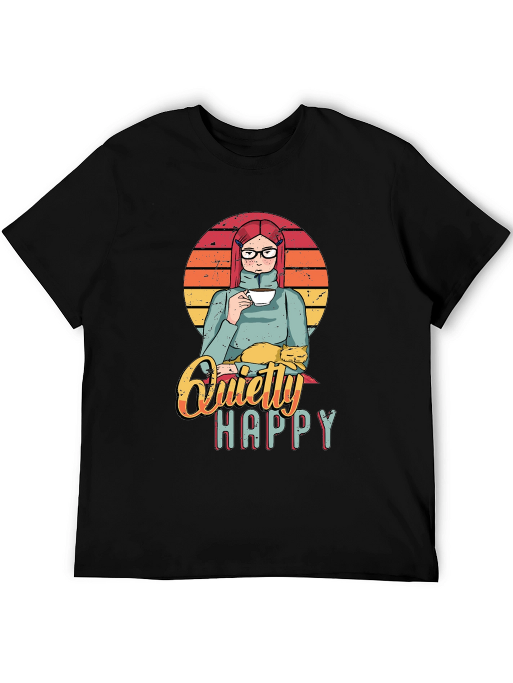 Quietly Happy Graphic T-Shirt - Coffee Lover Design