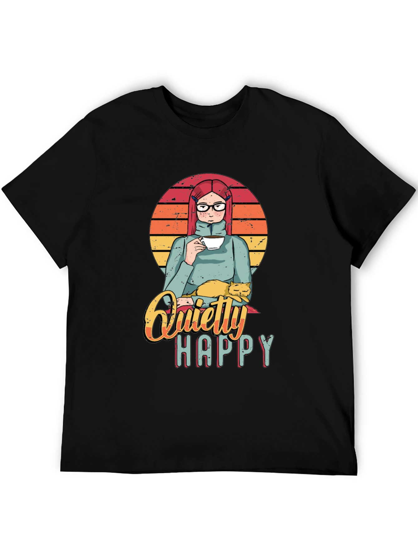 Quietly Happy Graphic T-Shirt - Coffee Lover Design