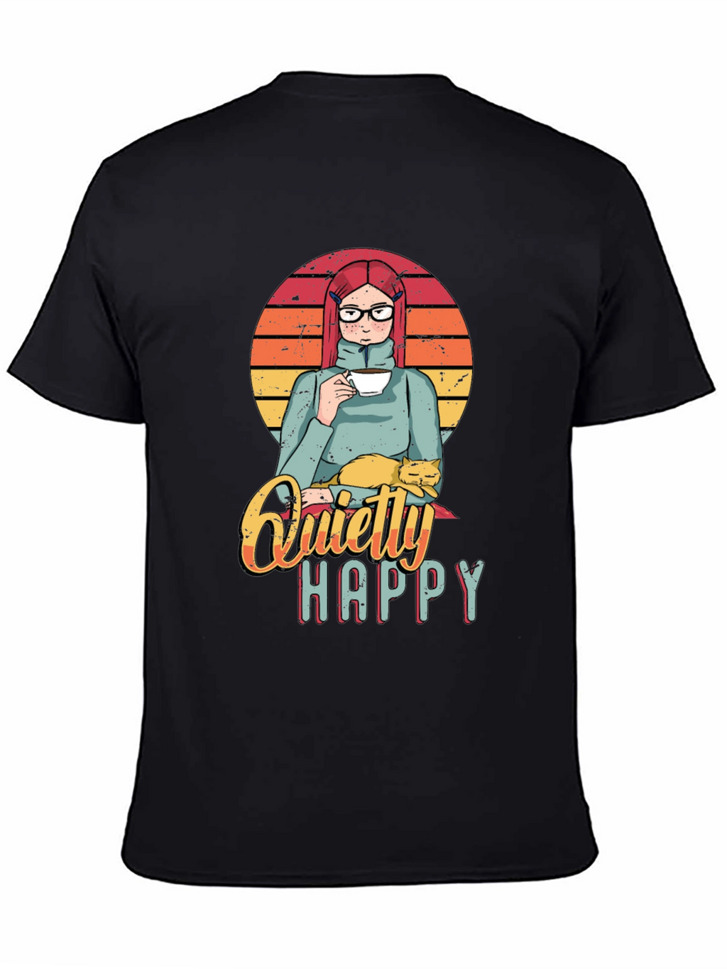 Quietly Happy Graphic T-Shirt - Coffee Lover Design