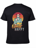 Quietly Happy Graphic T-Shirt - Coffee Lover Design
