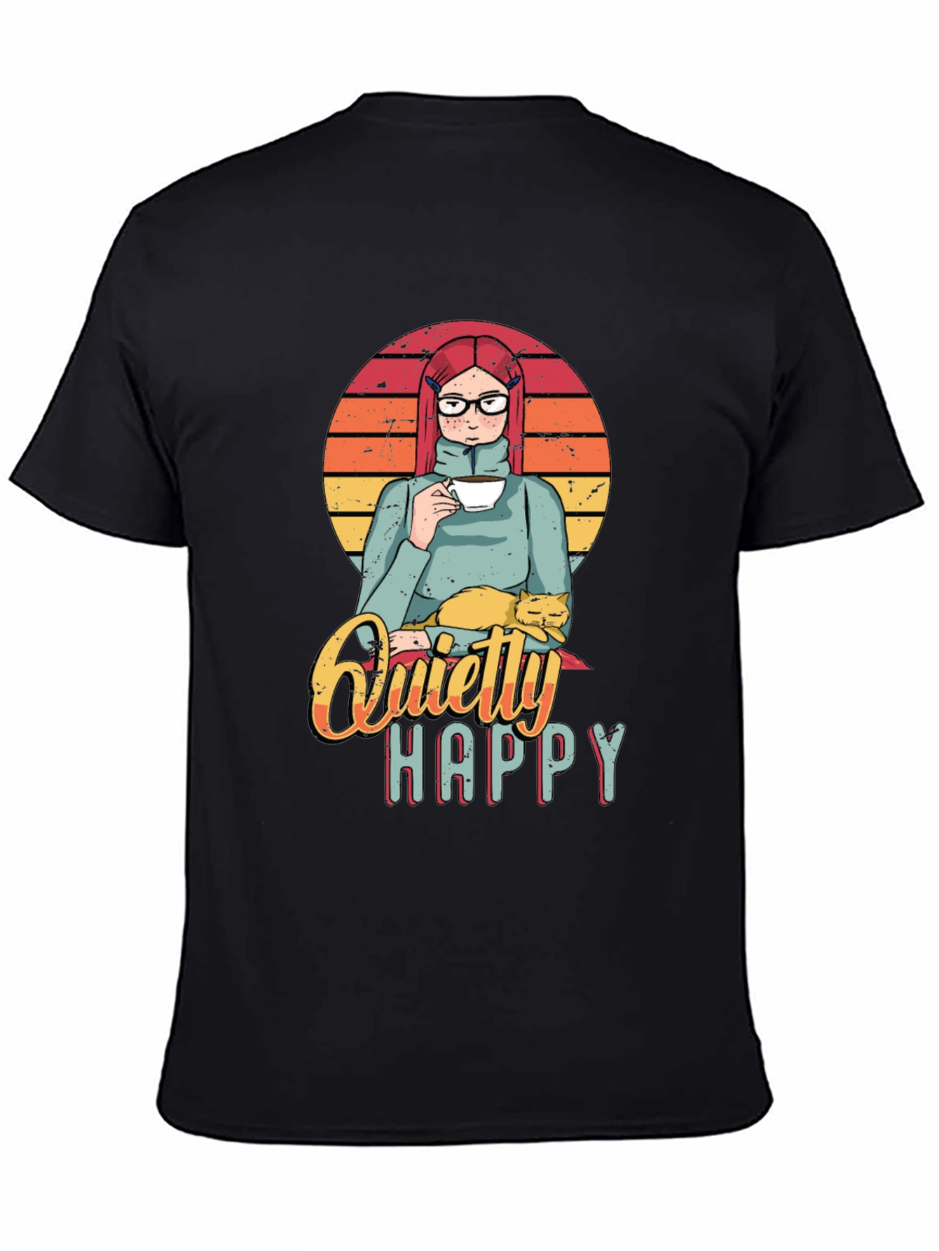 Quietly Happy Graphic T-Shirt - Coffee Lover Design