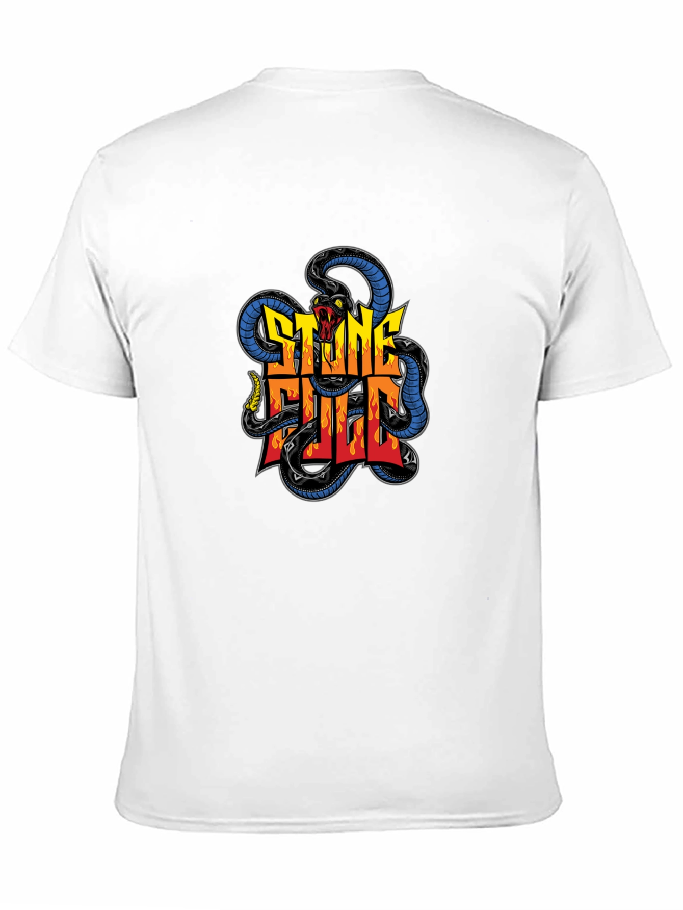 Stone Full Snake Graphic Tee - Mens Black T-Shirt