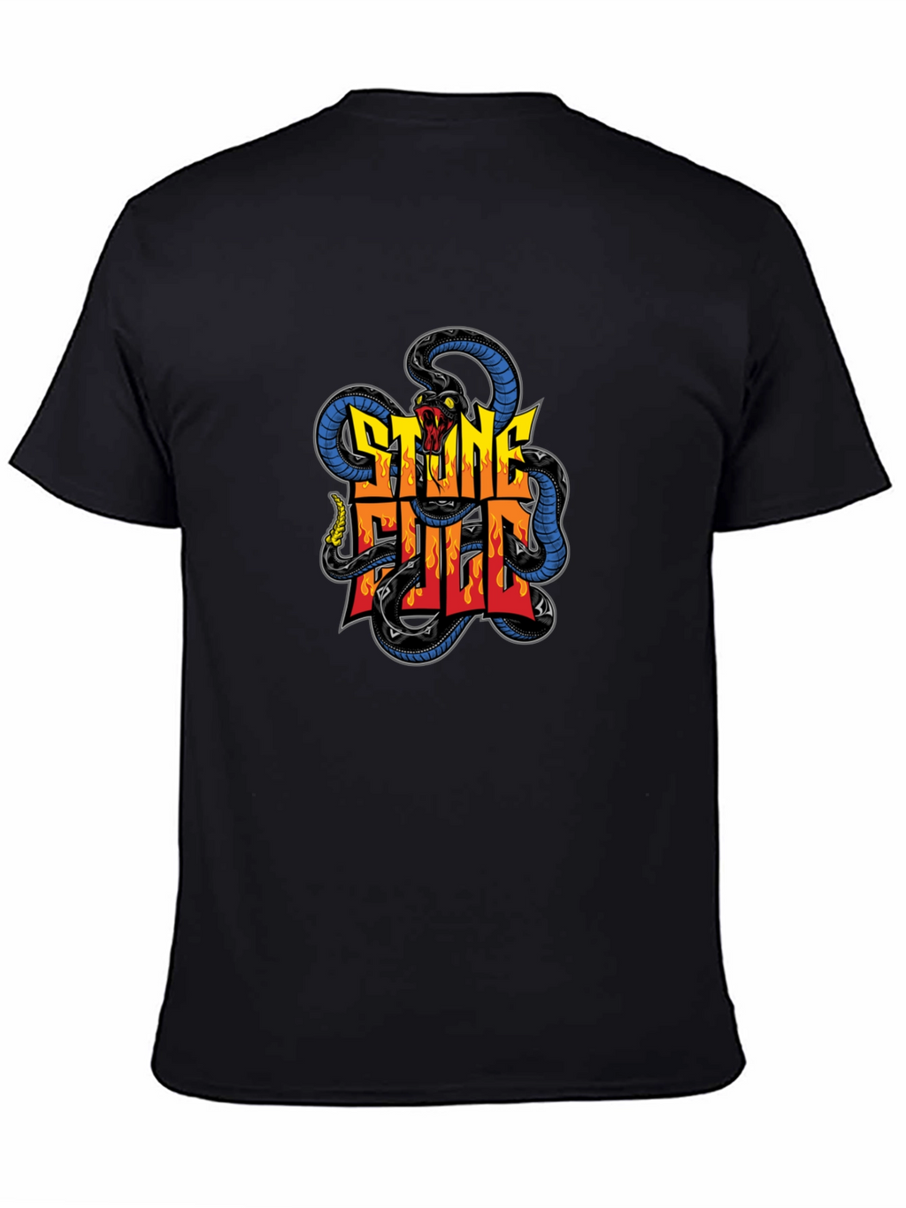 Stone Full Snake Graphic Tee - Mens Black T-Shirt