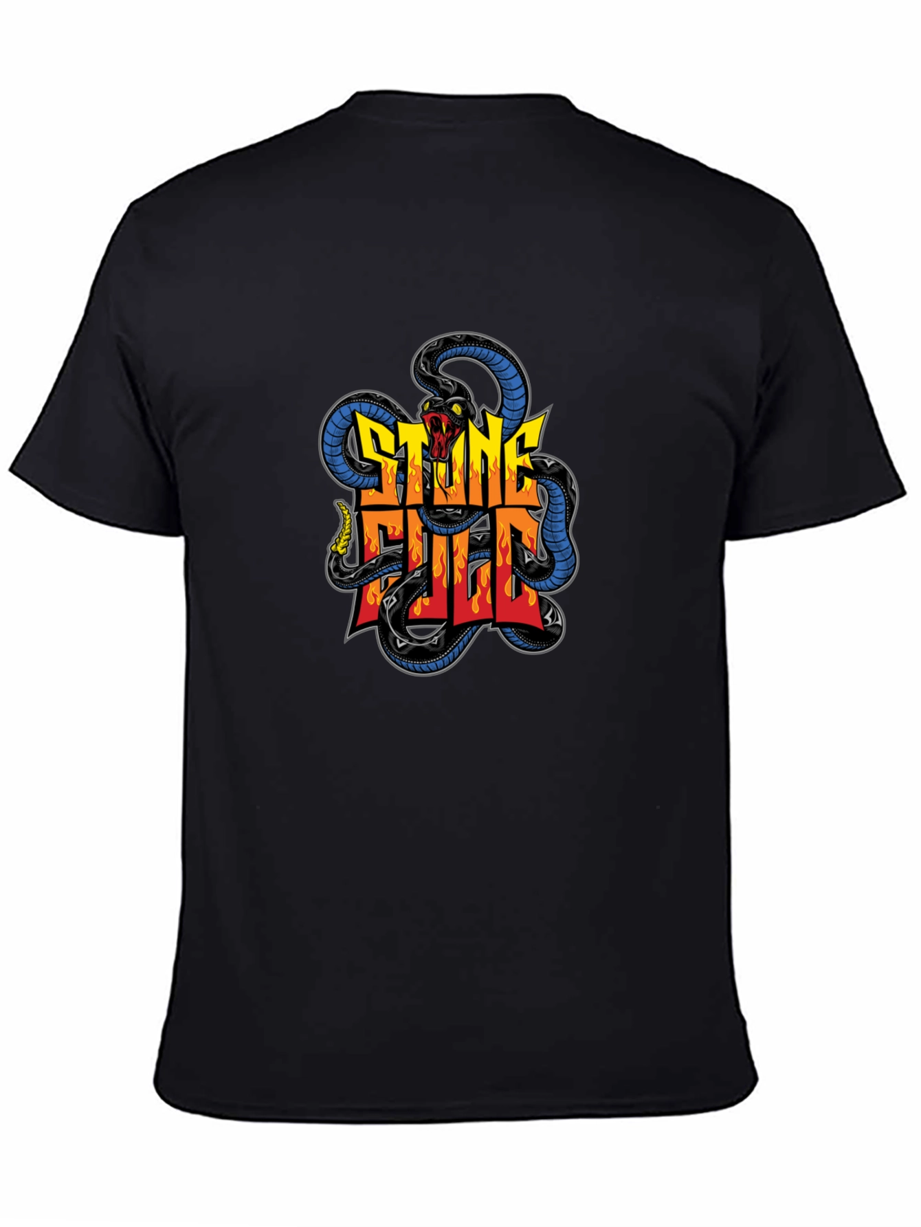 Stone Full Snake Graphic Tee - Mens Black T-Shirt