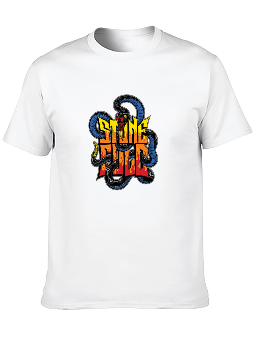 Stone Full Snake Graphic Tee - Mens Black T-Shirt