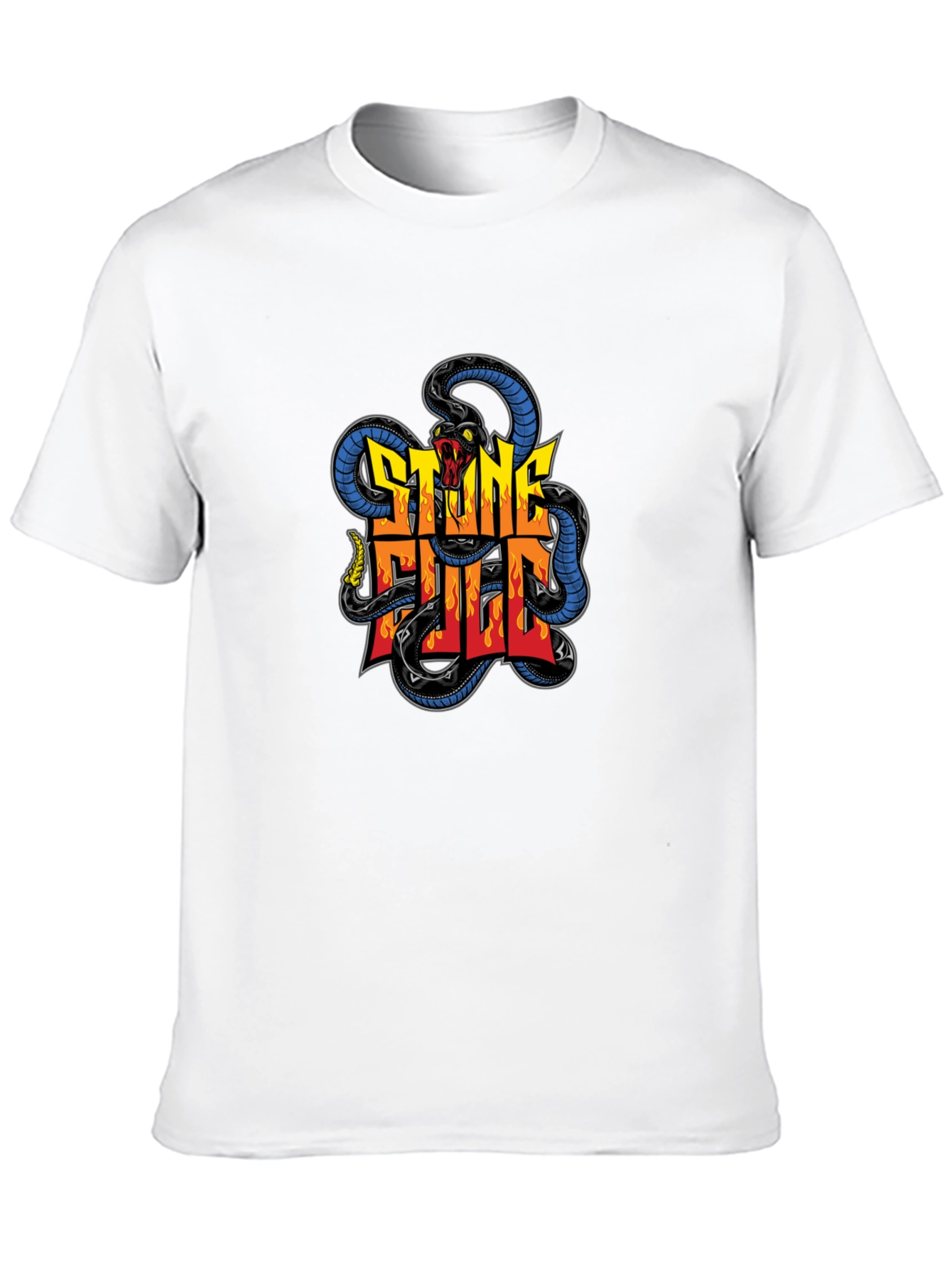 Stone Full Snake Graphic Tee - Mens Black T-Shirt