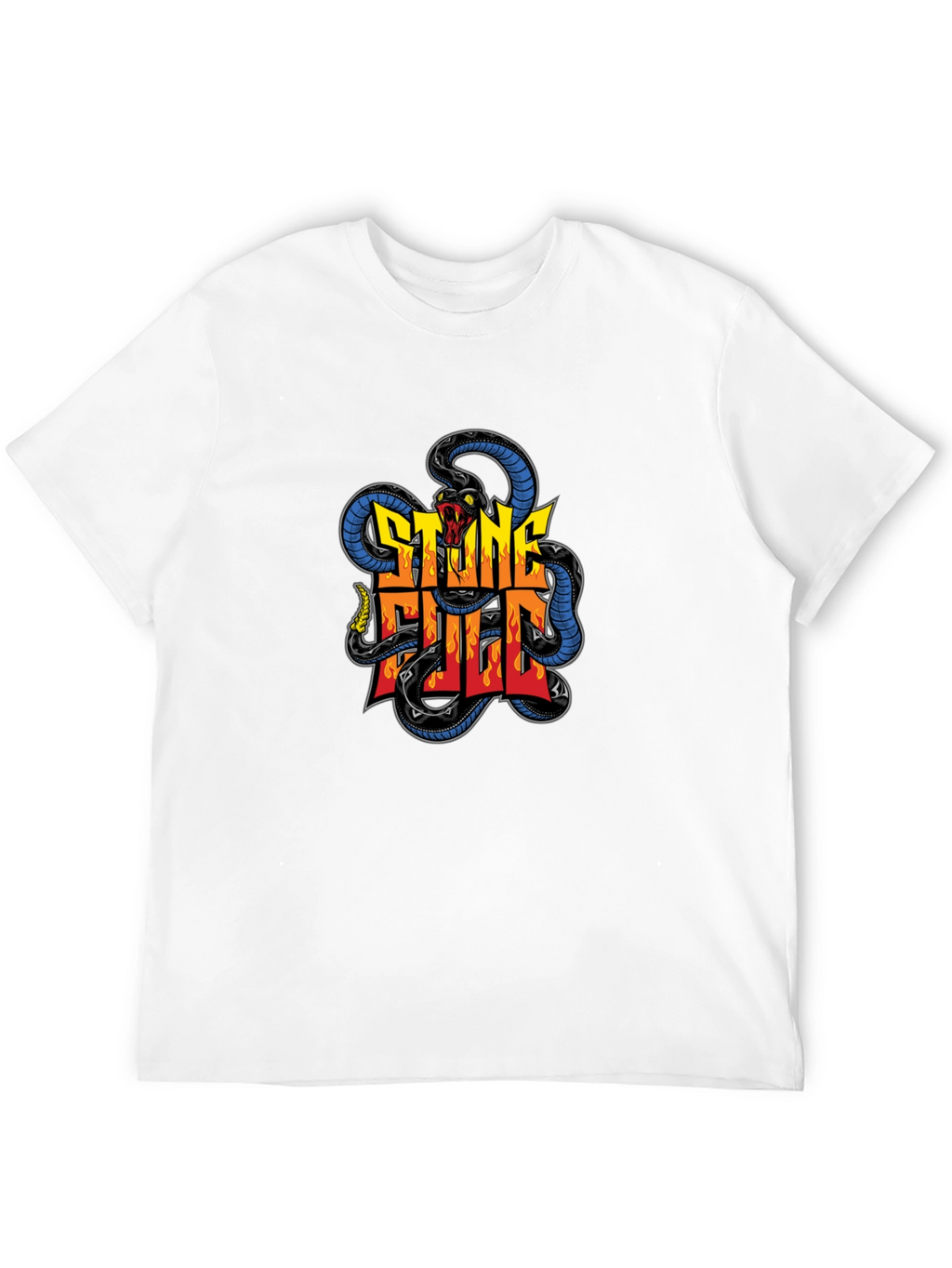 Stone Full Snake Graphic Tee - Mens Black T-Shirt