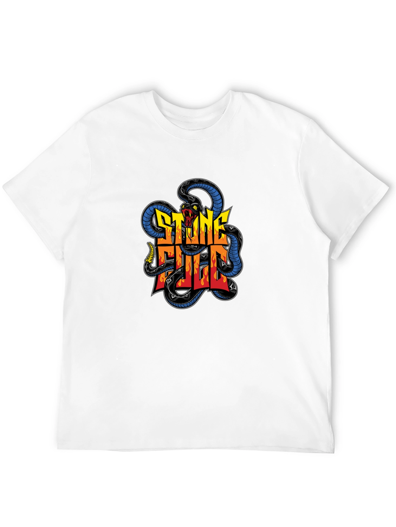 Stone Full Snake Graphic Tee - Mens Black T-Shirt