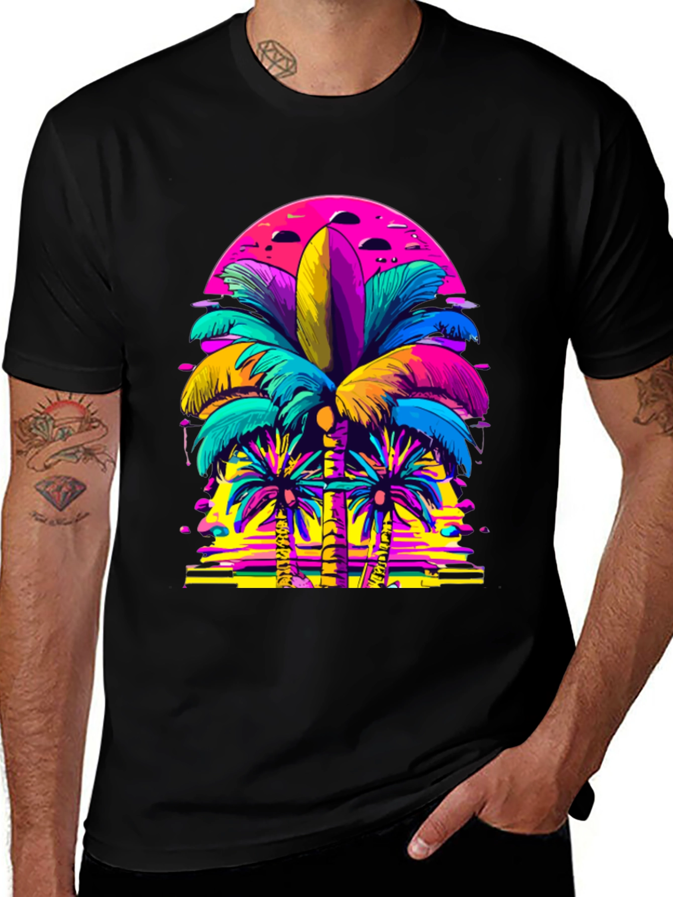 Vibrant Palm Tree Graphic T-Shirt