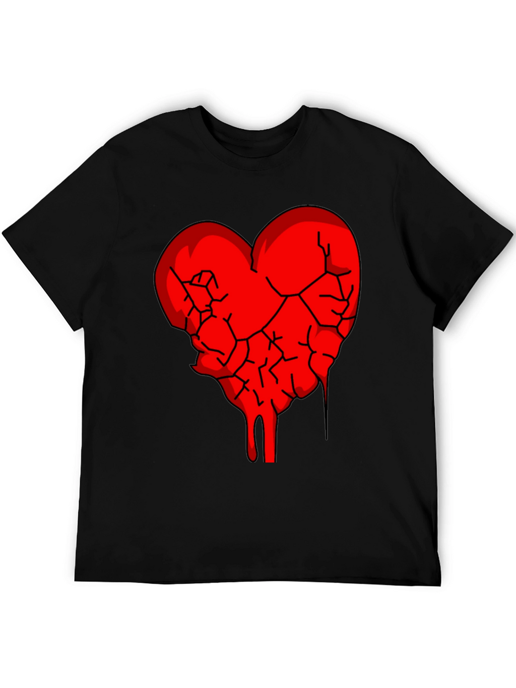 Broken Heart Graphic Tee - Black Cotton Blend