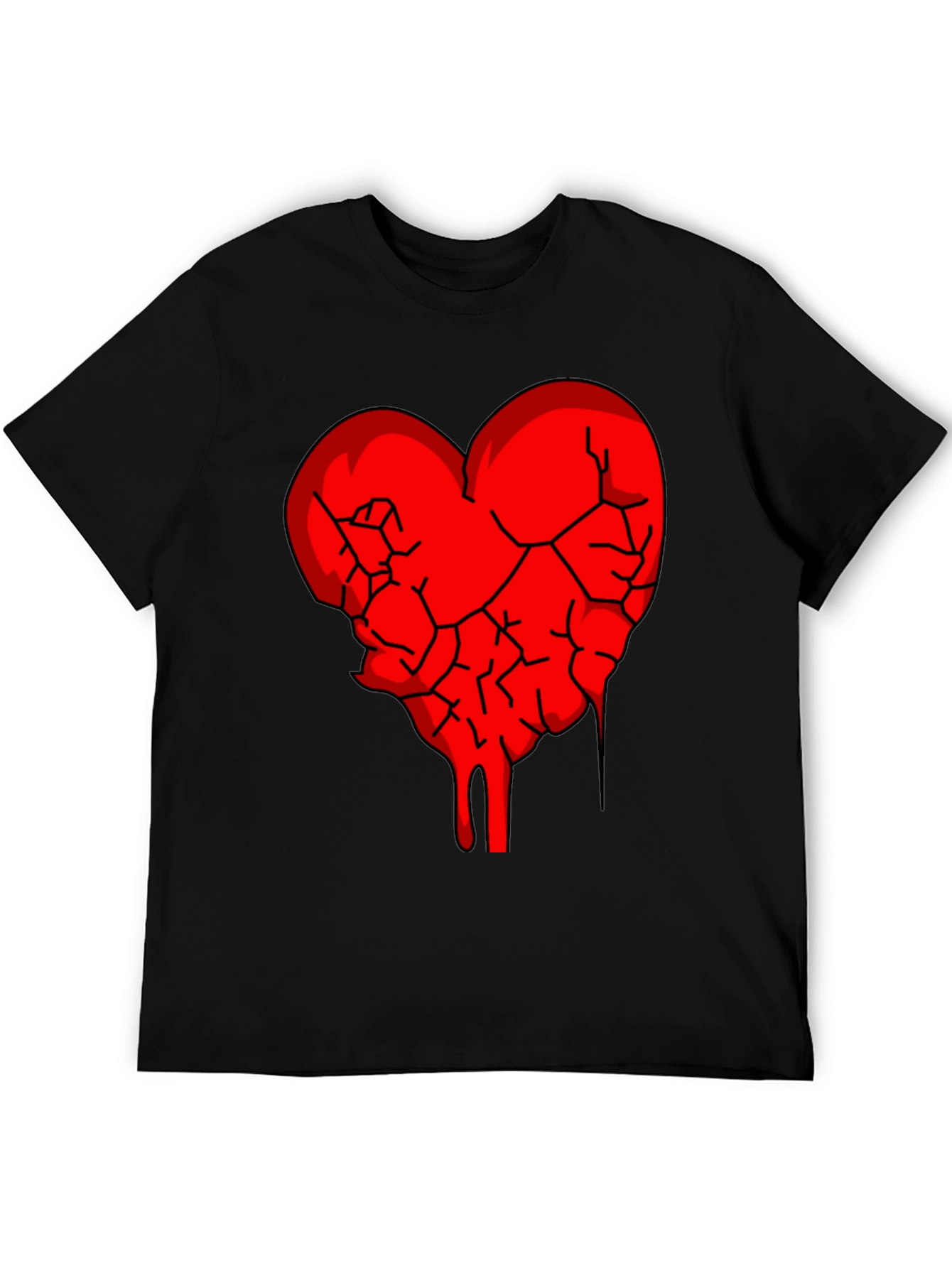 Broken Heart Graphic Tee - Black Cotton Blend