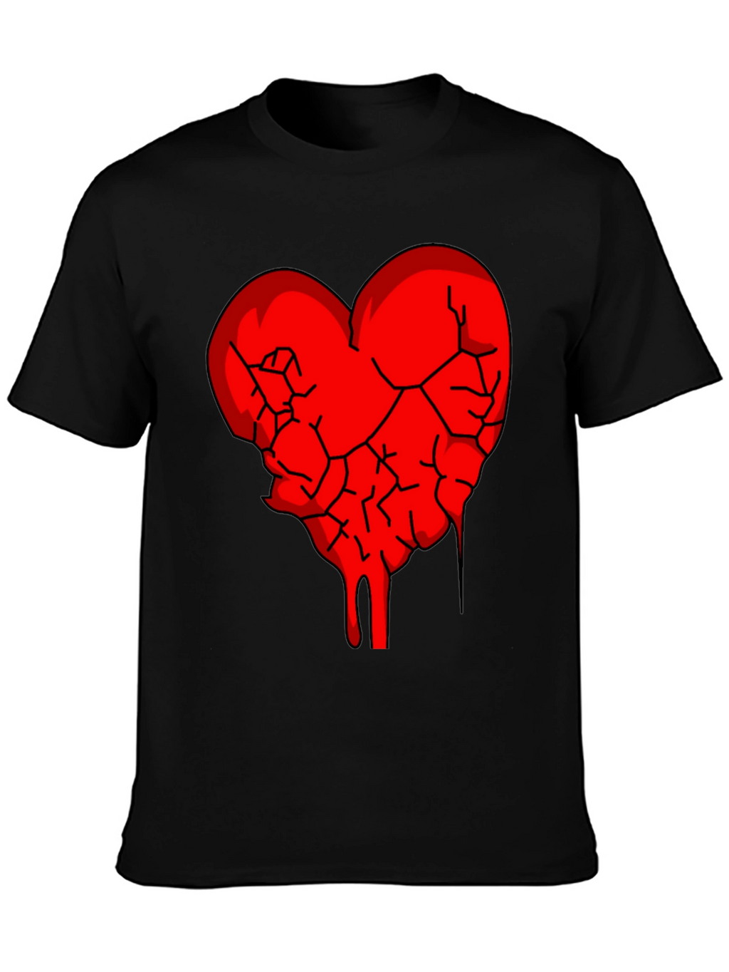 Broken Heart Graphic Tee - Black Cotton Blend