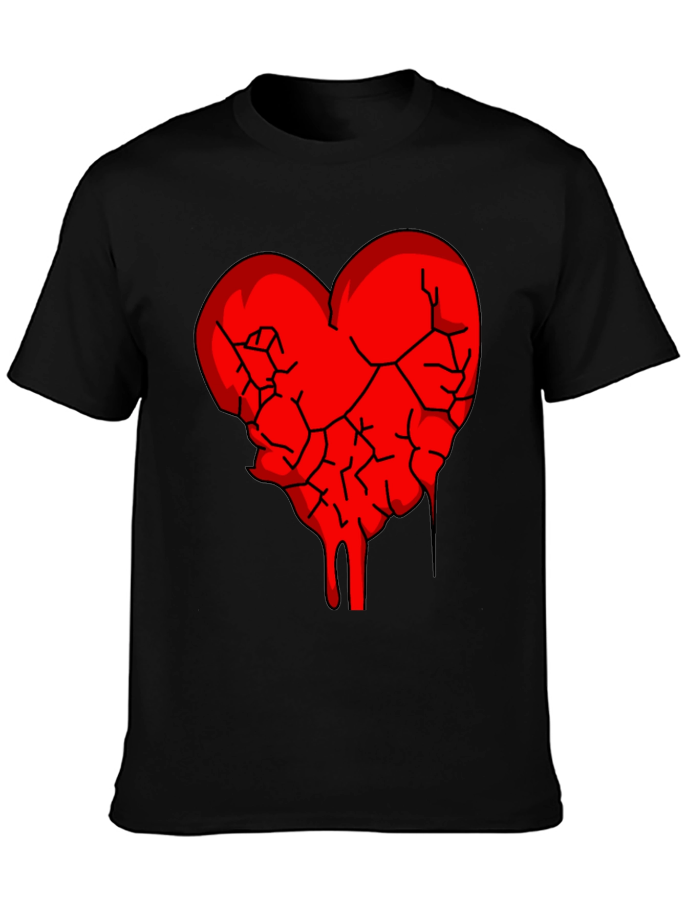Broken Heart Graphic Tee - Black Cotton Blend