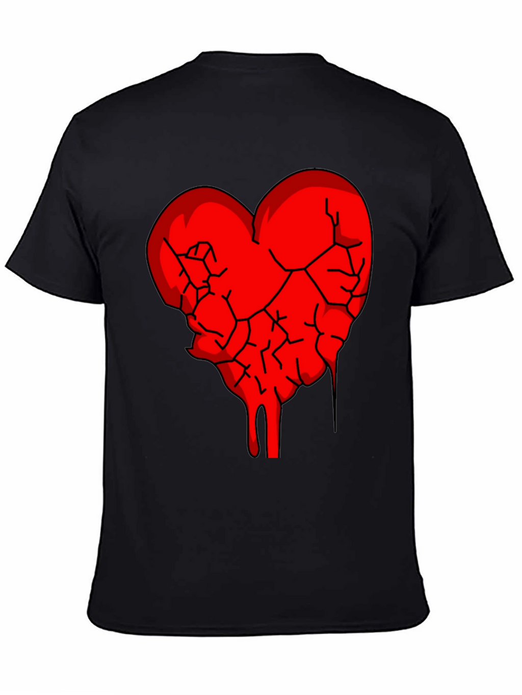 Broken Heart Graphic Tee - Black Cotton Blend