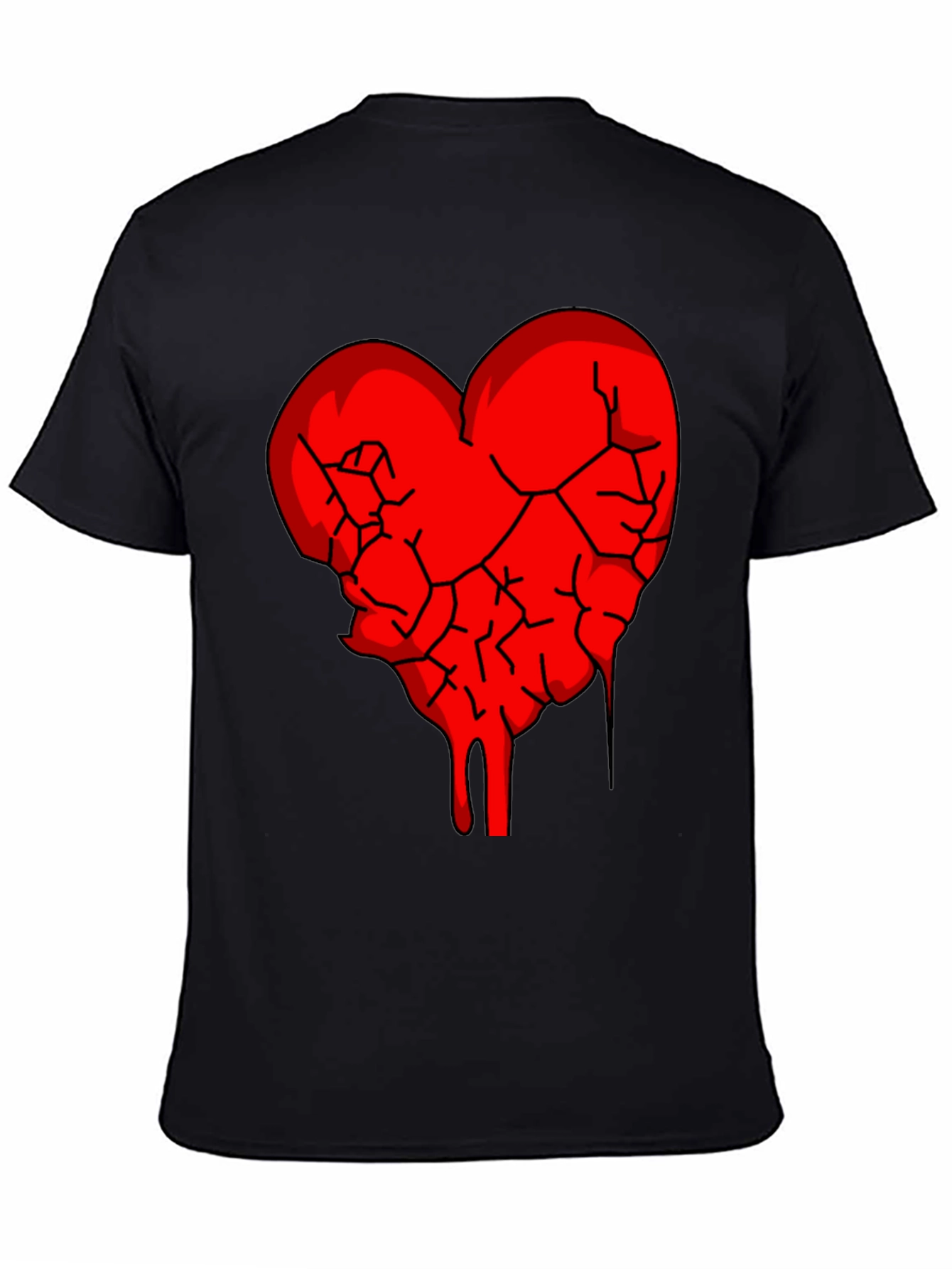 Broken Heart Graphic Tee - Black Cotton Blend