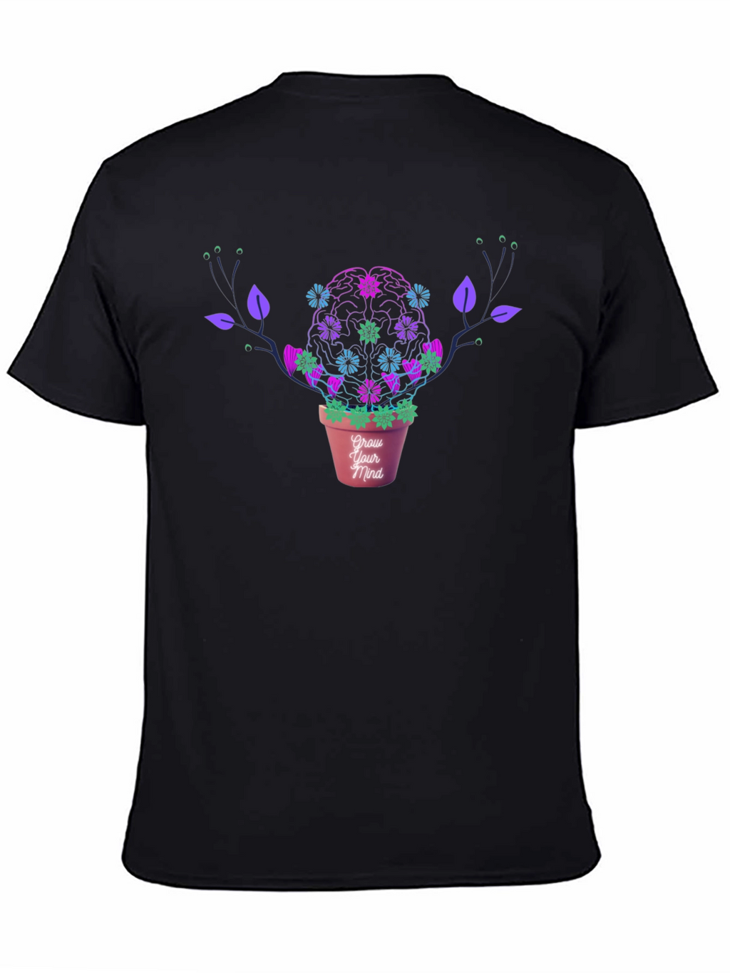 Grow Your Mind Brain Plant T-Shirt - Black