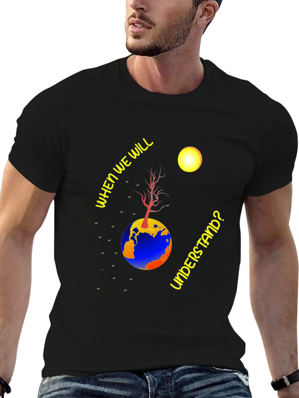 Earth Understanding Graphic Black T-Shirt