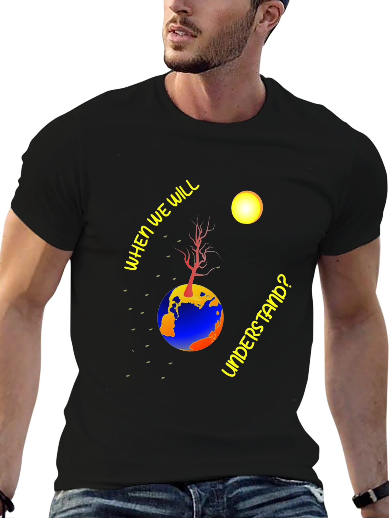 Earth Understanding Graphic Black T-Shirt