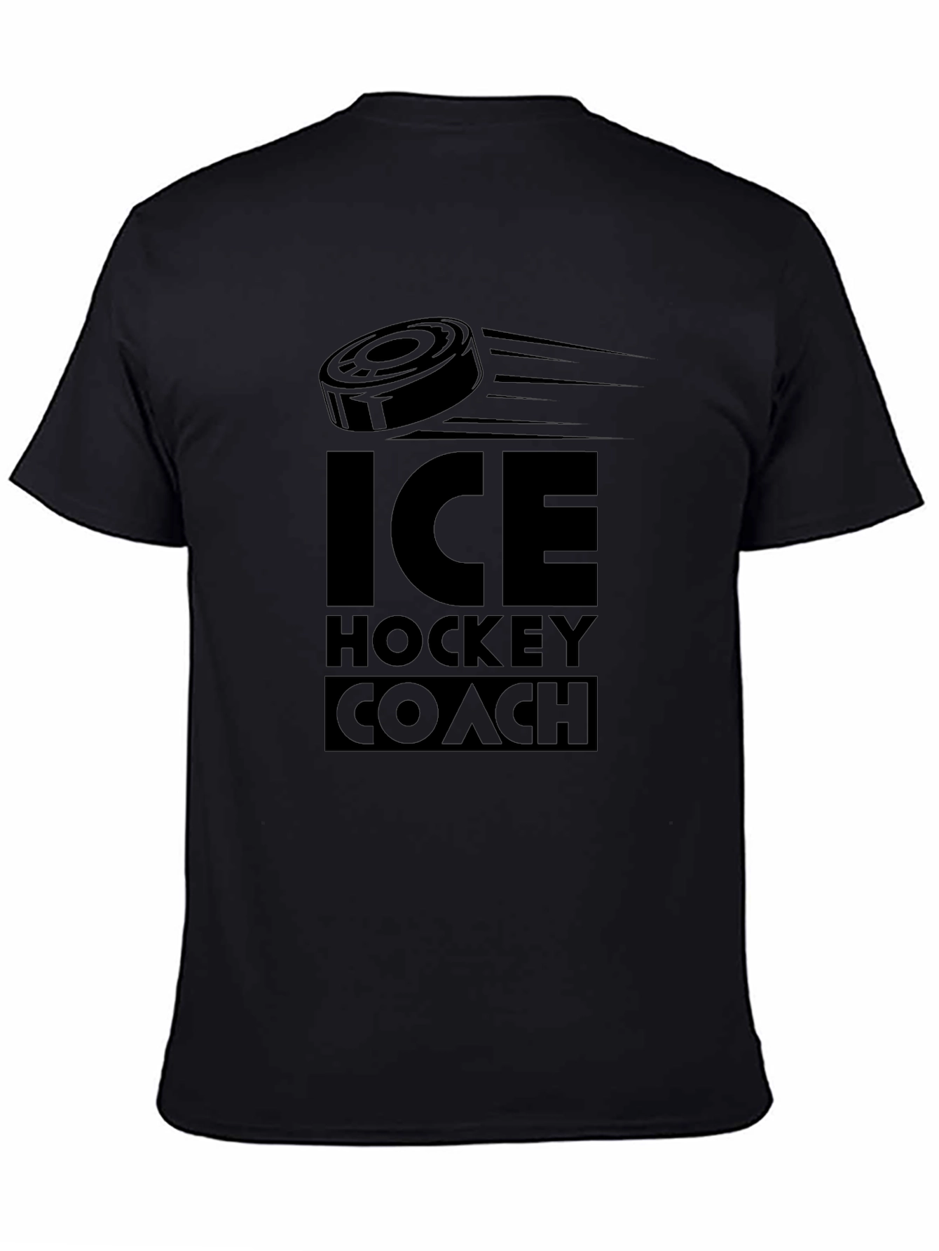 Ice Hockey Coach T-Shirt - Black Cotton Tee