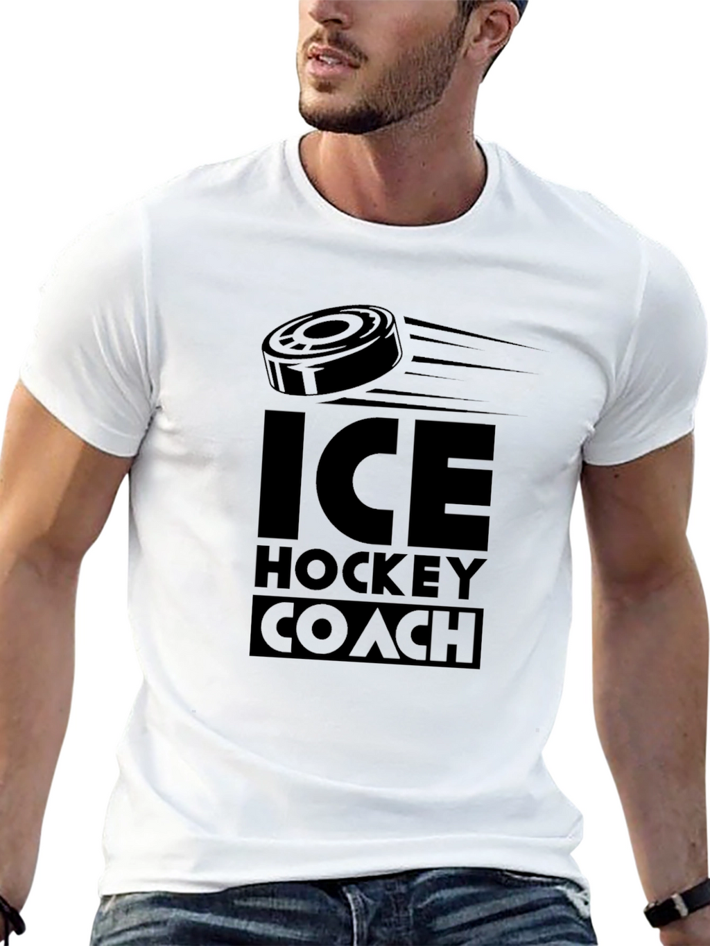 Ice Hockey Coach T-Shirt - Black Cotton Tee
