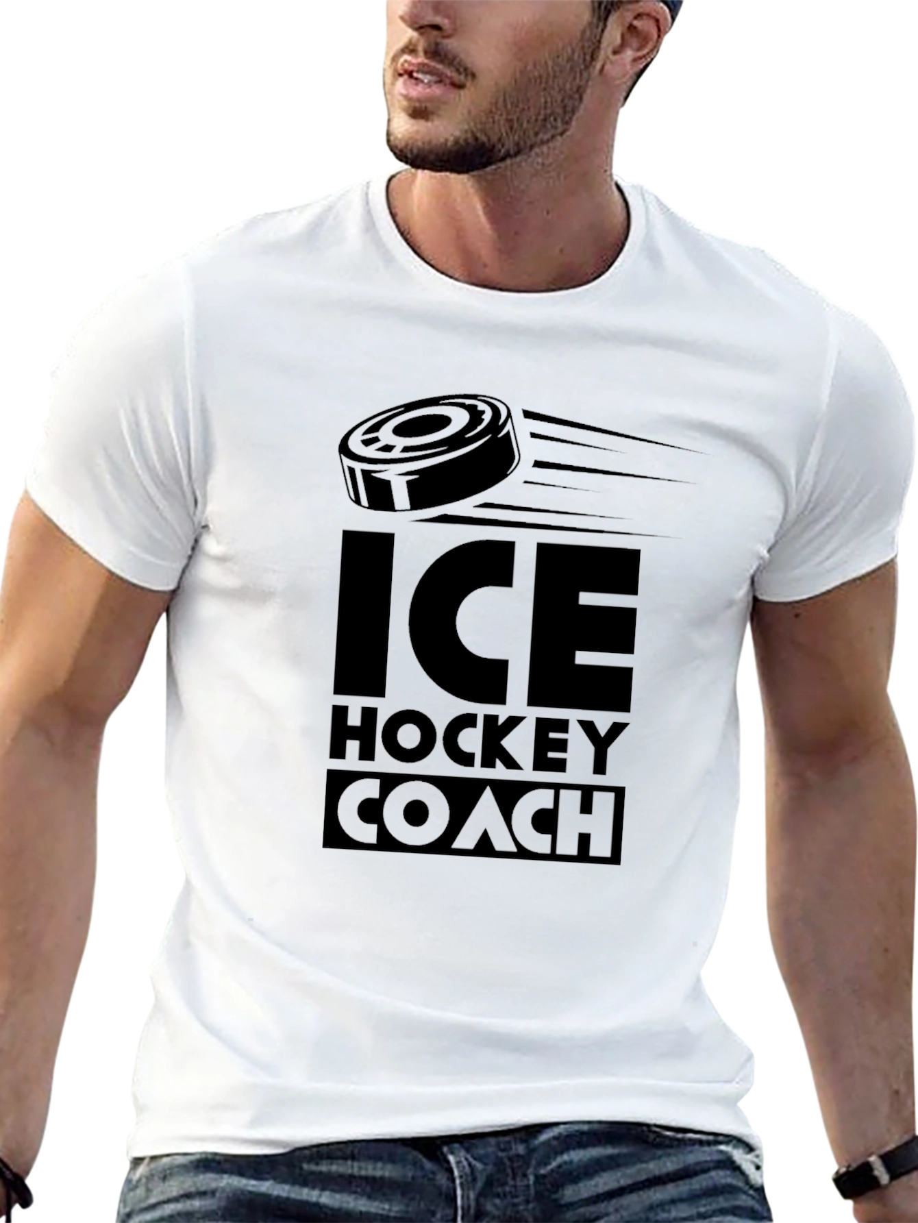 Ice Hockey Coach T-Shirt - Black Cotton Tee
