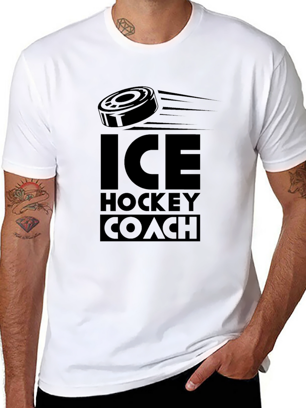 Ice Hockey Coach T-Shirt - Black Cotton Tee