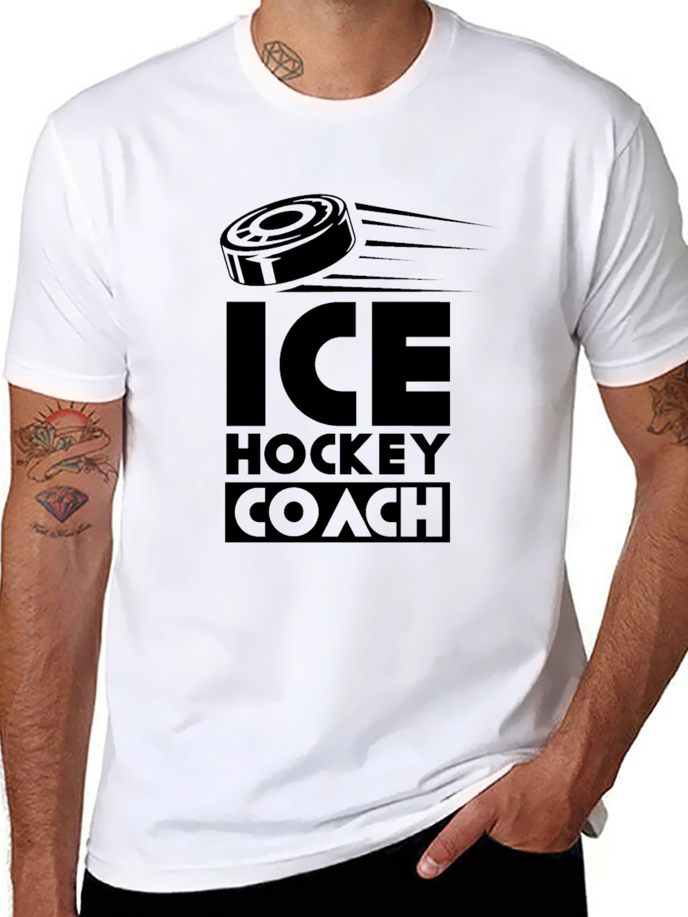 Ice Hockey Coach T-Shirt - Black Cotton Tee