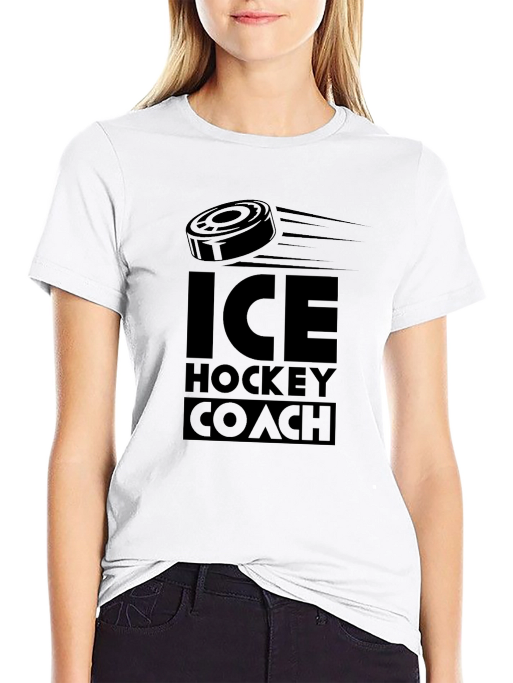 Ice Hockey Coach T-Shirt - Black Cotton Tee