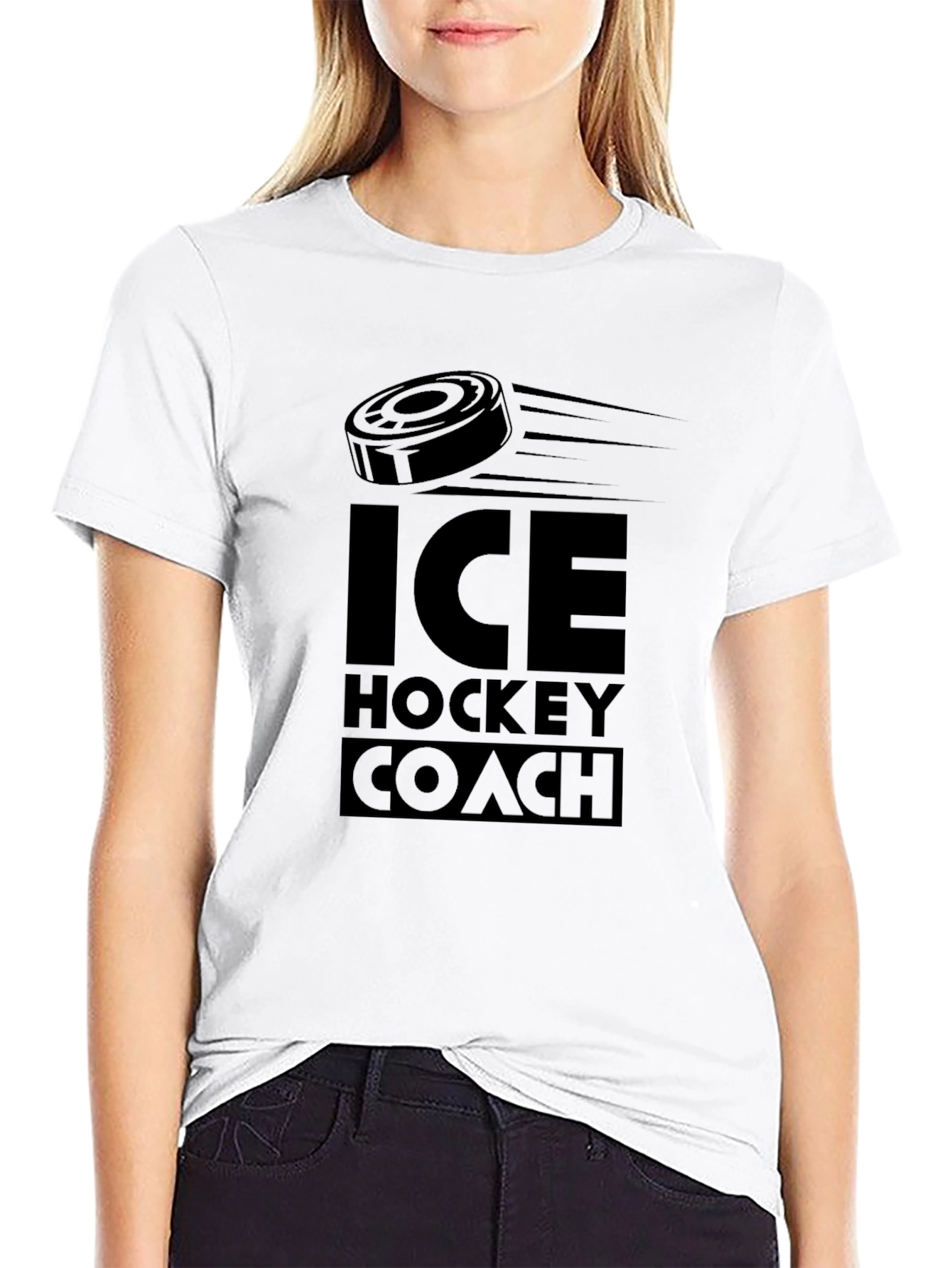 Ice Hockey Coach T-Shirt - Black Cotton Tee