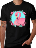 Tropical Flamingo Graphic Black T-Shirt