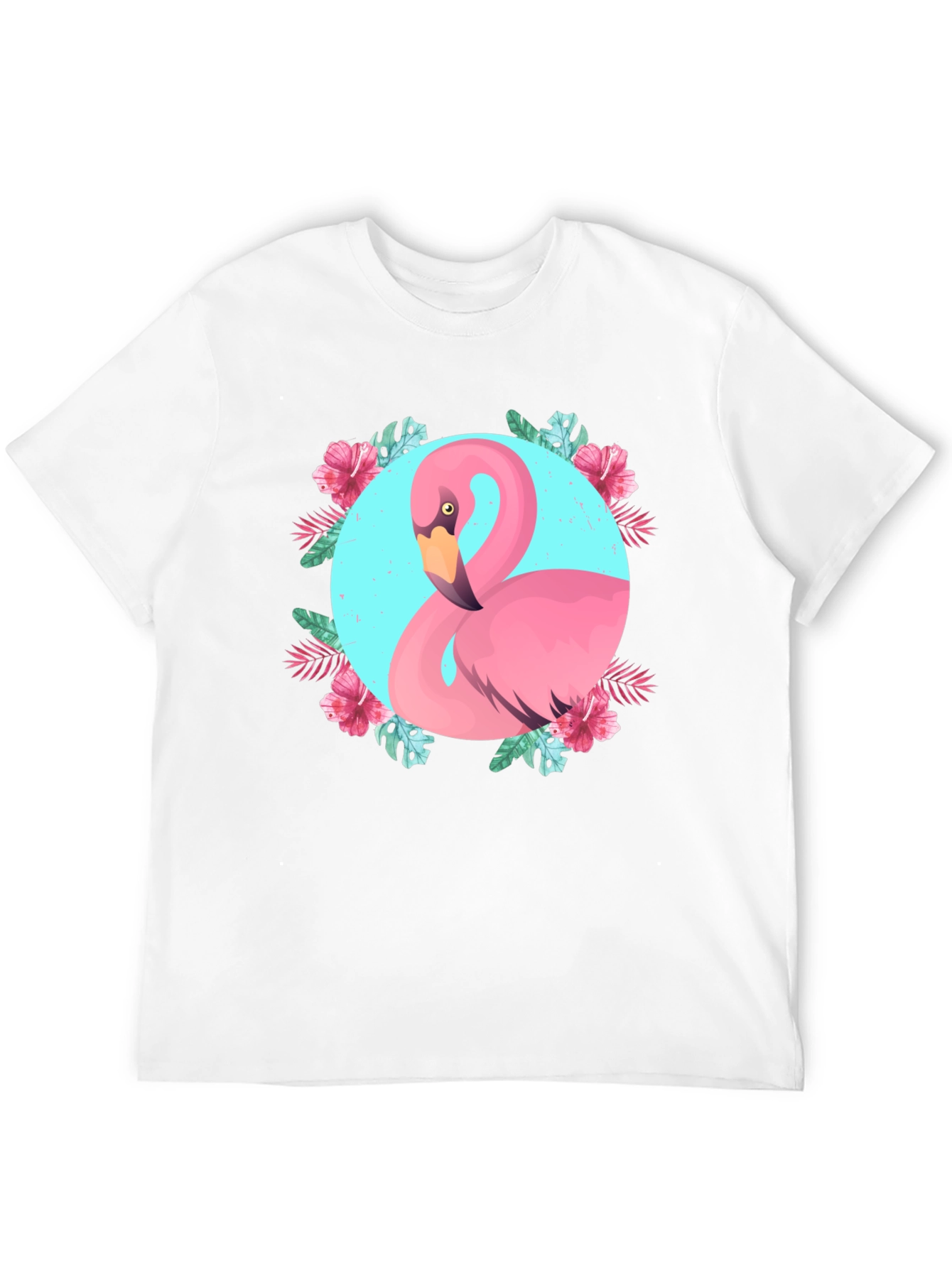 Tropical Flamingo Graphic Black T-Shirt