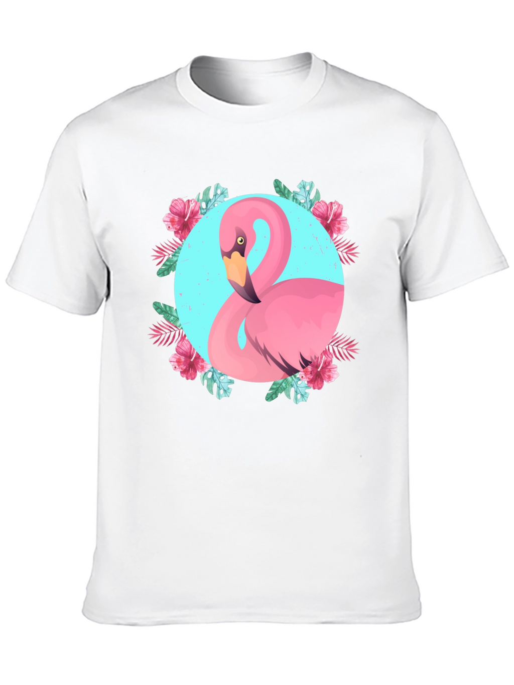 Tropical Flamingo Graphic Black T-Shirt