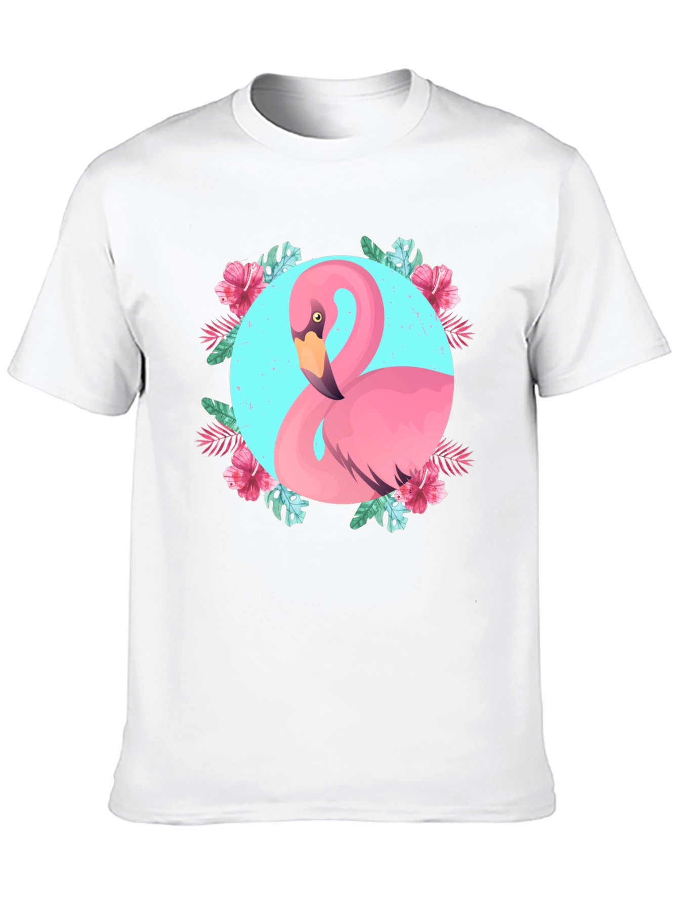 Tropical Flamingo Graphic Black T-Shirt
