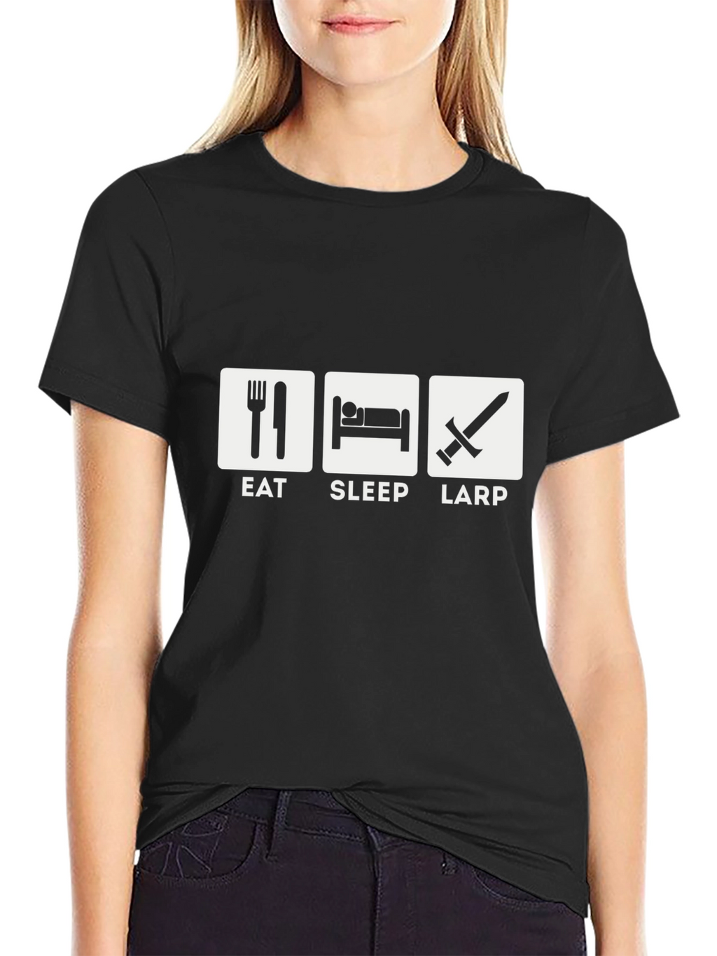 Eat Sleep LARP Black T-Shirt - Roleplaying Game Apparel
