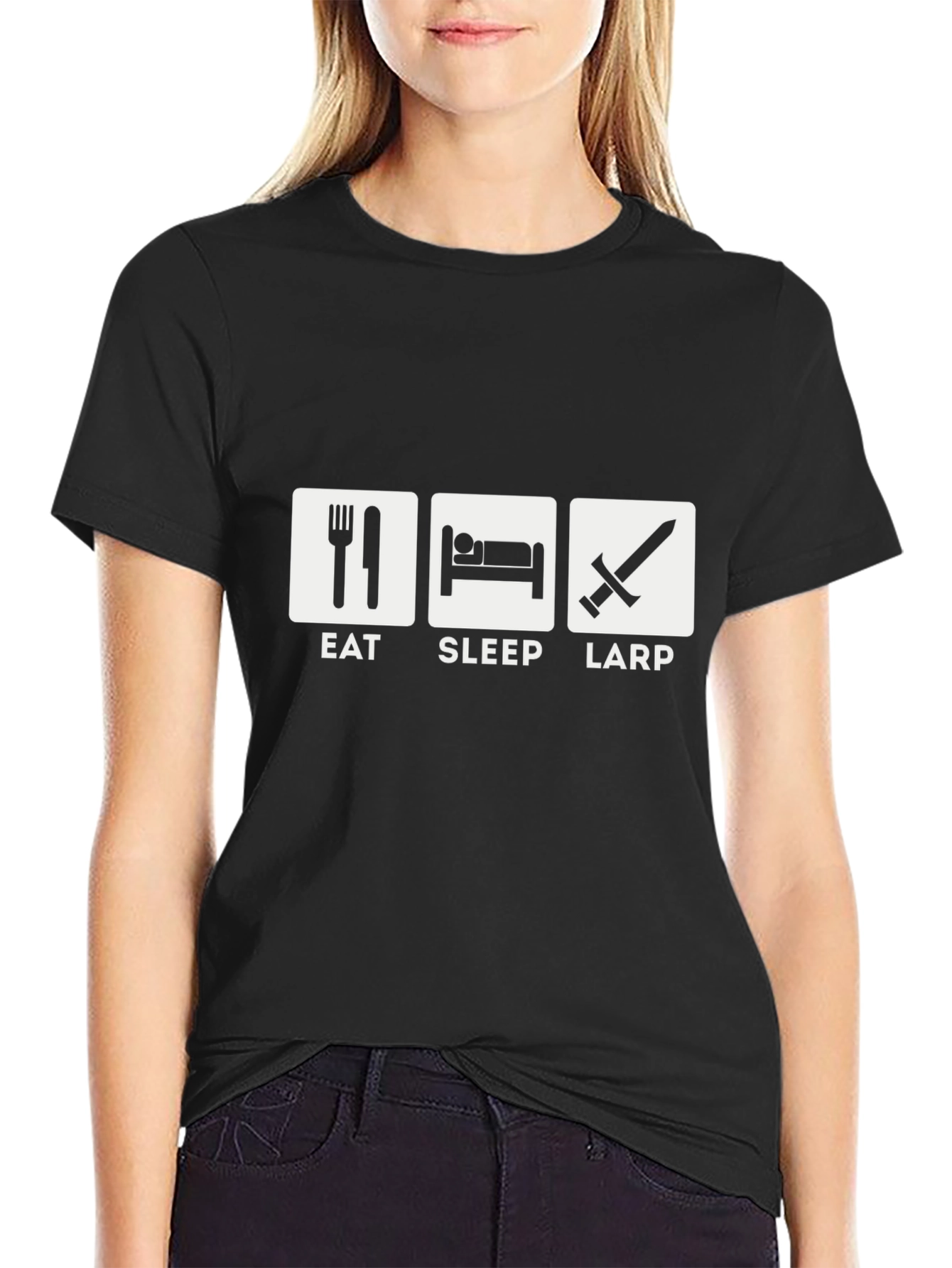 Eat Sleep LARP Black T-Shirt - Roleplaying Game Apparel