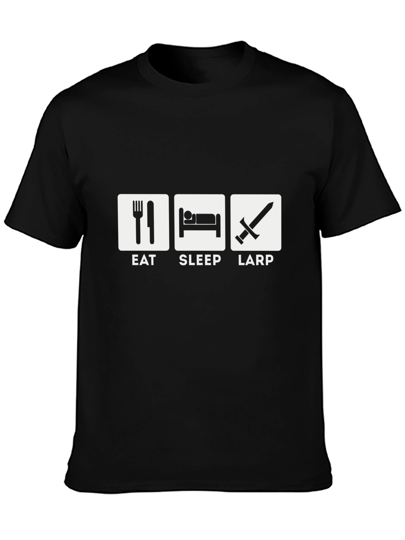 Eat Sleep LARP Black T-Shirt - Roleplaying Game Apparel