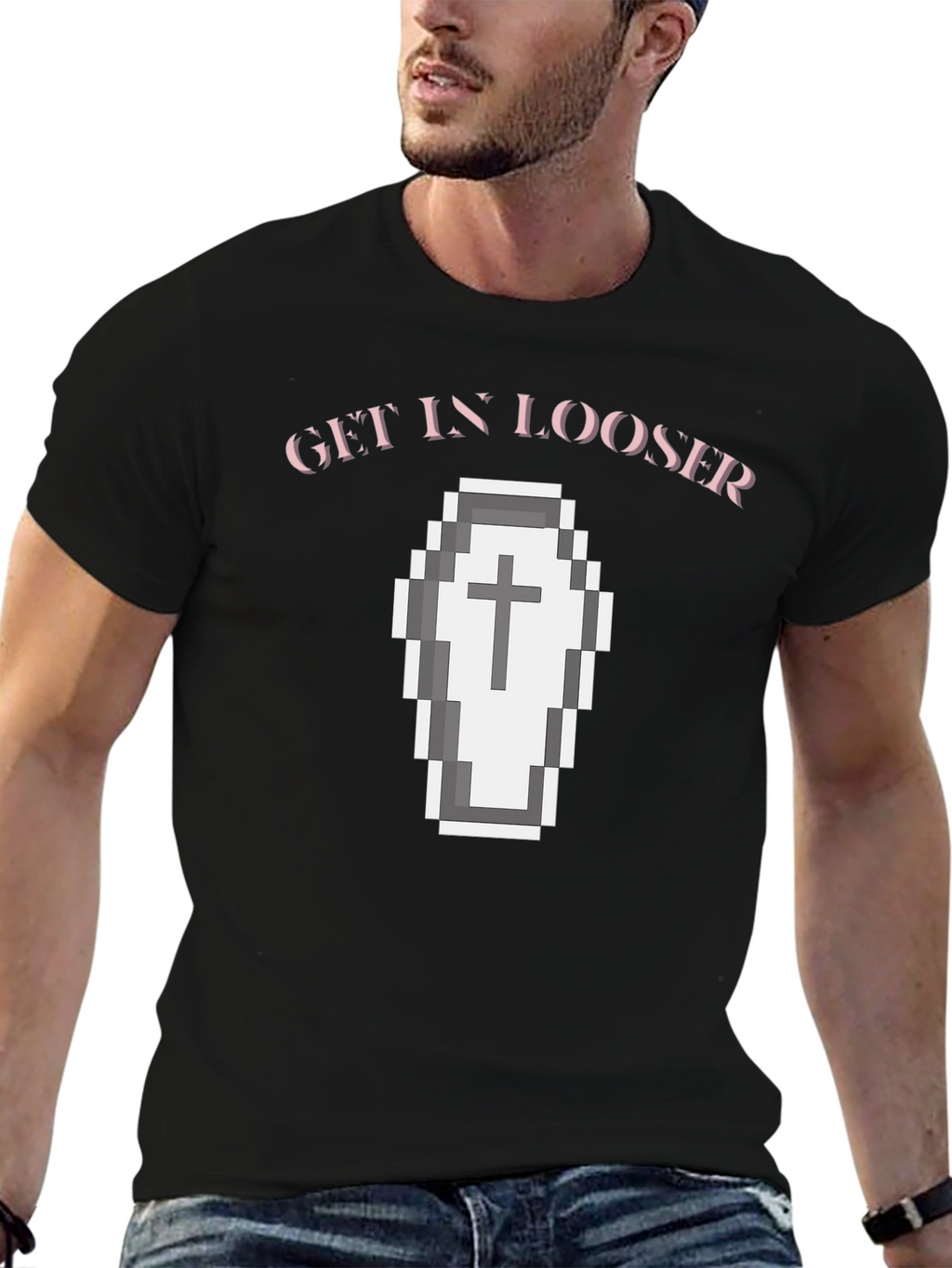 Get In Looser Coffin Graphic Tee - Black