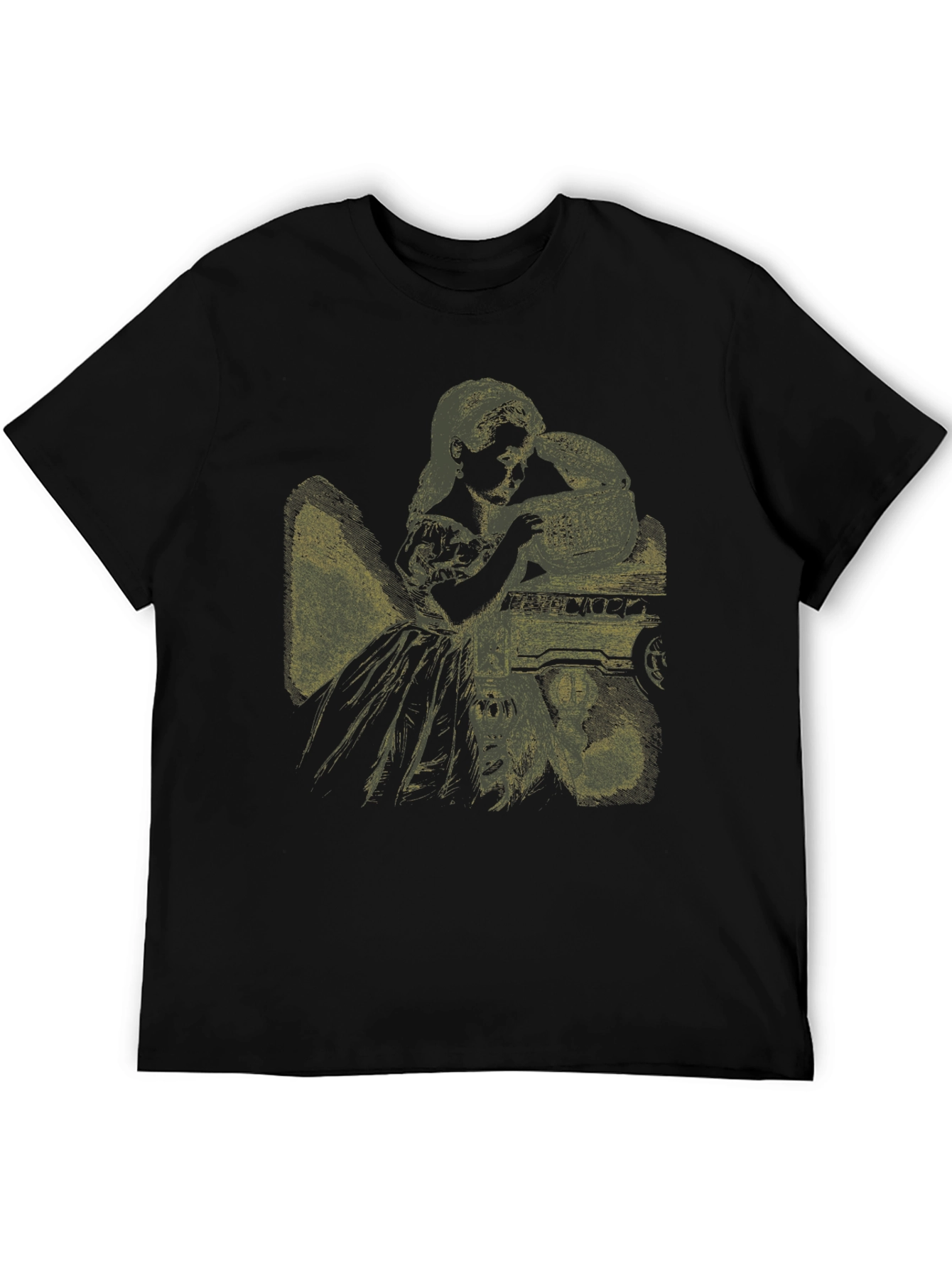 Alice in Wonderland Graphic Tee - Black Cotton Blend