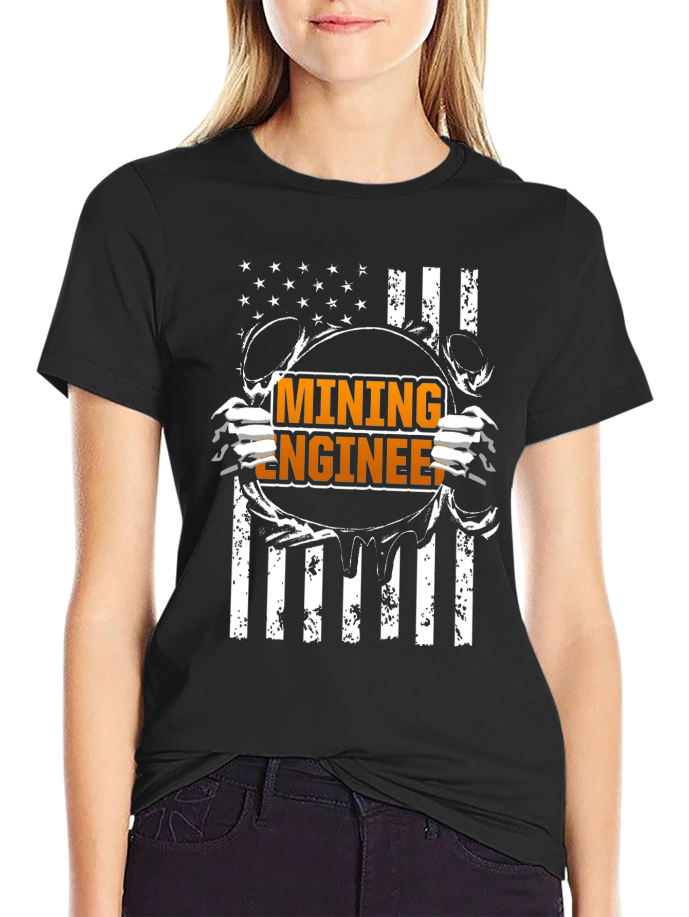 Mining Engineer American Flag T-Shirt