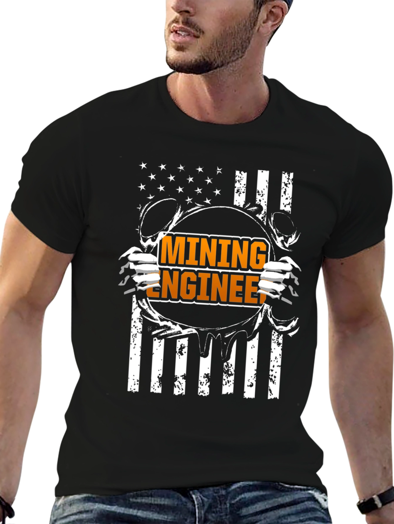Mining Engineer American Flag T-Shirt