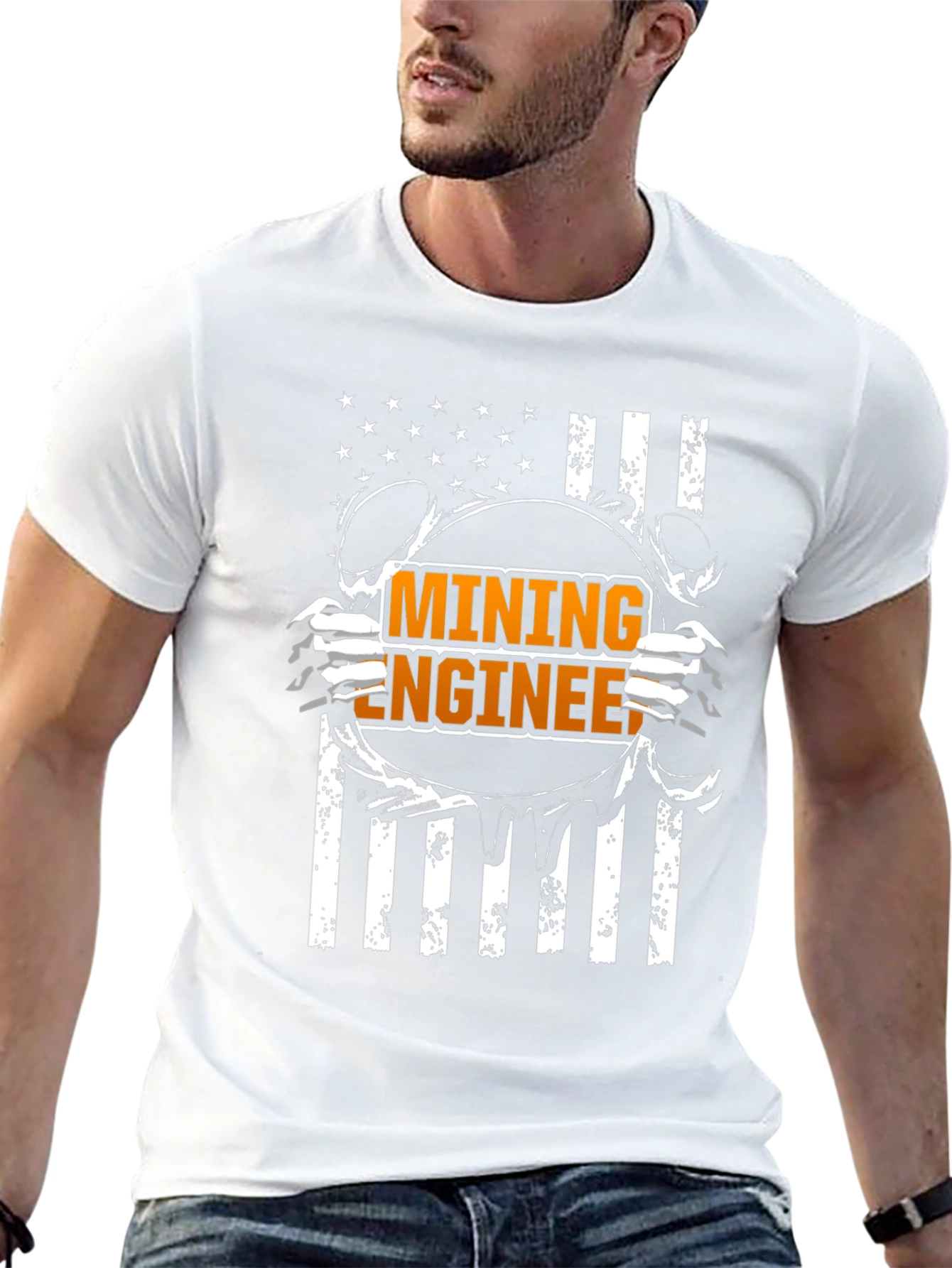 Mining Engineer American Flag T-Shirt