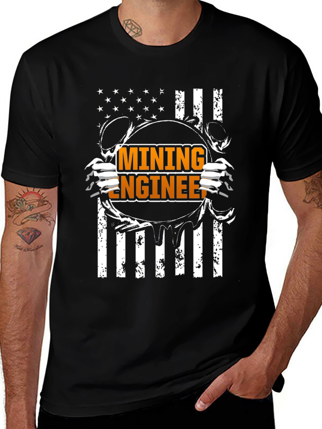 Mining Engineer American Flag T-Shirt