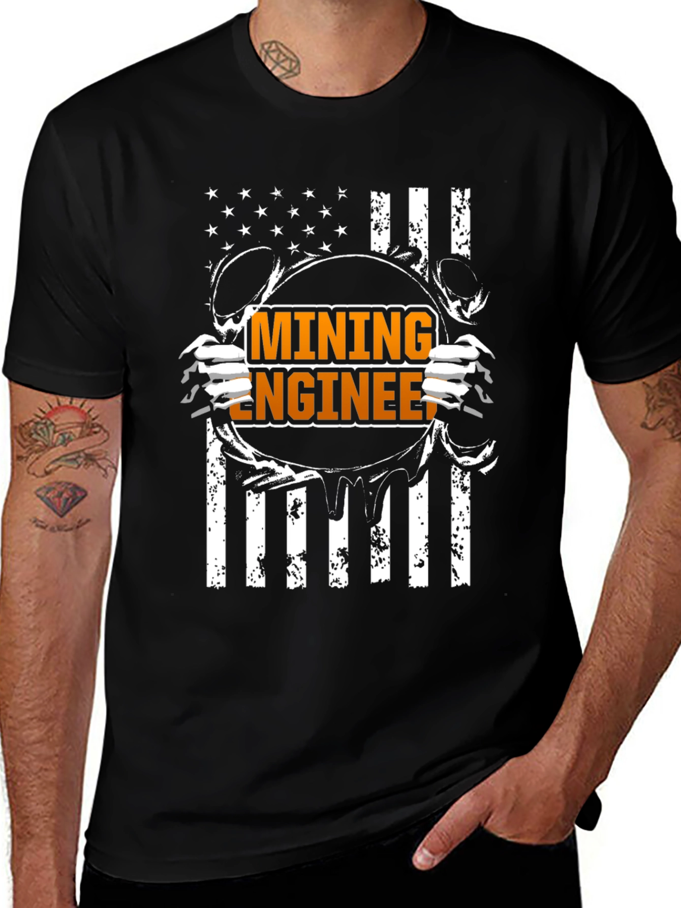 Mining Engineer American Flag T-Shirt