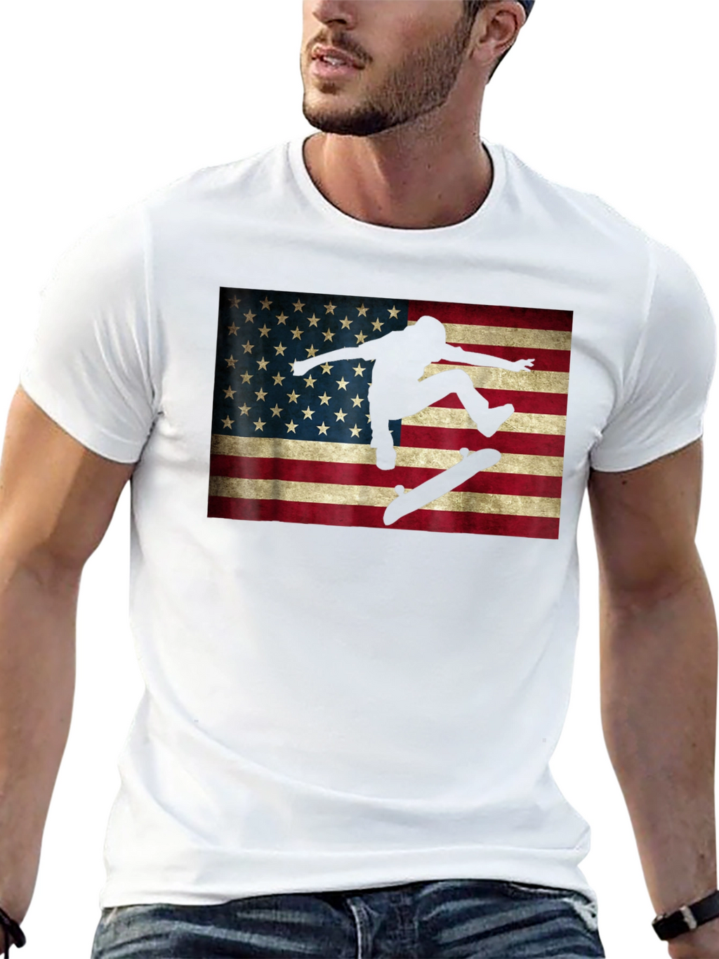 Skateboarding American Flag T-Shirt