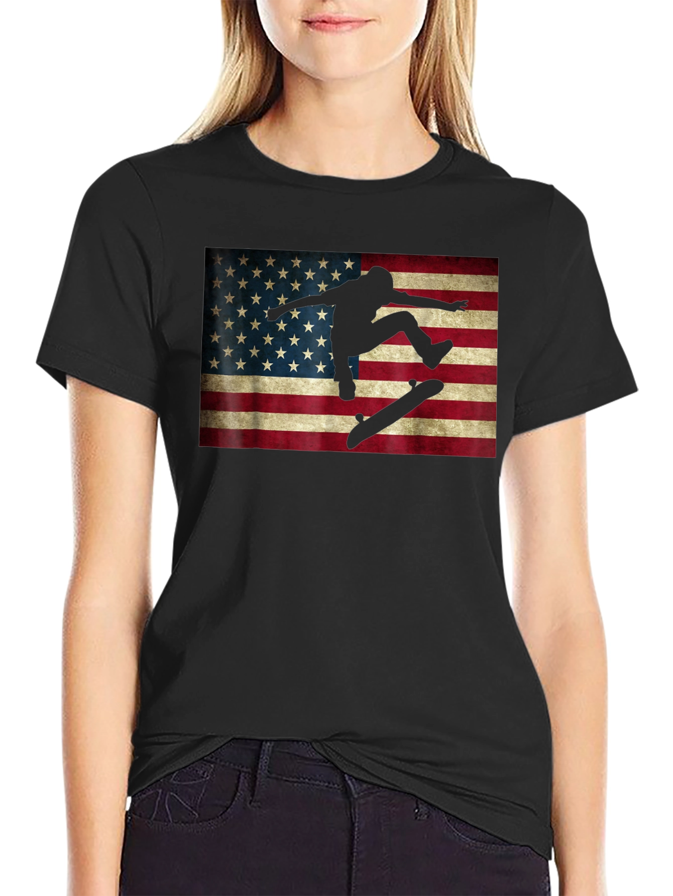 Skateboarding American Flag T-Shirt