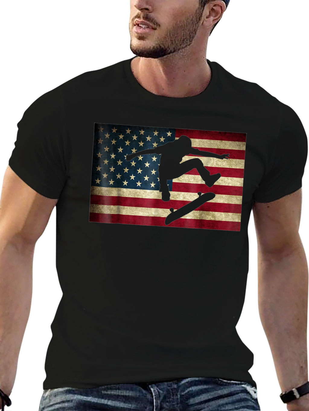 Skateboarding American Flag T-Shirt